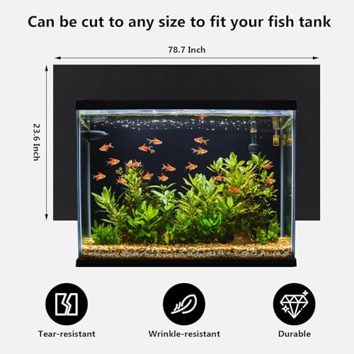 Hygger CO2 Aquarium Background Paper Decor Fish Tank Backdrop Wallpaper Electrostatic Adhesive, No Glue, Easy to Install, Reusable (23.6“H×78.7”L, Black) - Image 2