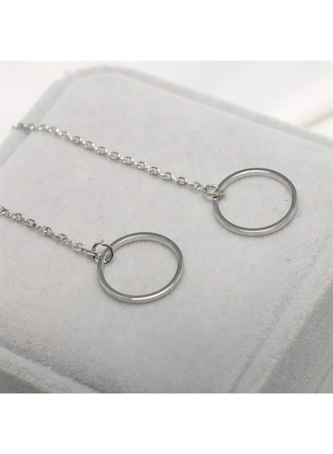 YienDoo Creative Y-shaped Necklace Hollow Ring Necklace Chain Jewelry Accessories for Women and Girls (Silver)