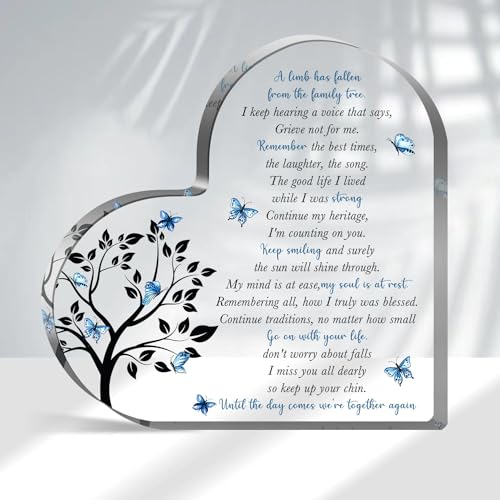 Xendelow Condolence Gifts, Sympathy Gifts, Remembrance Gift, Memorial Heart Shaped Acrylic Decor Sign, Grieving Gift with Sympathy, Memorial Bereavement Sympathy Gifts for Loss of Loved One - Image 1