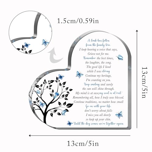Xendelow Condolence Gifts, Sympathy Gifts, Remembrance Gift, Memorial Heart Shaped Acrylic Decor Sign, Grieving Gift with Sympathy, Memorial Bereavement Sympathy Gifts for Loss of Loved One - Image 2