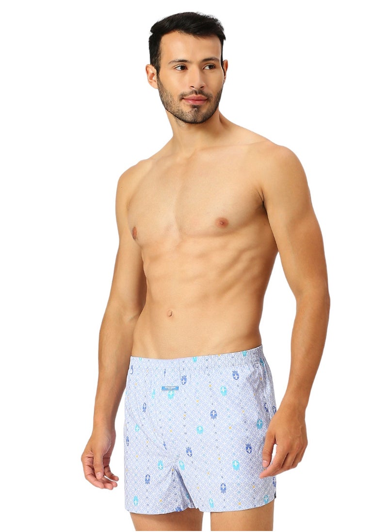 BYC MEN'S PRINTED COTTON BOXER SHORTS - LIGHT BLUE  - Image 5