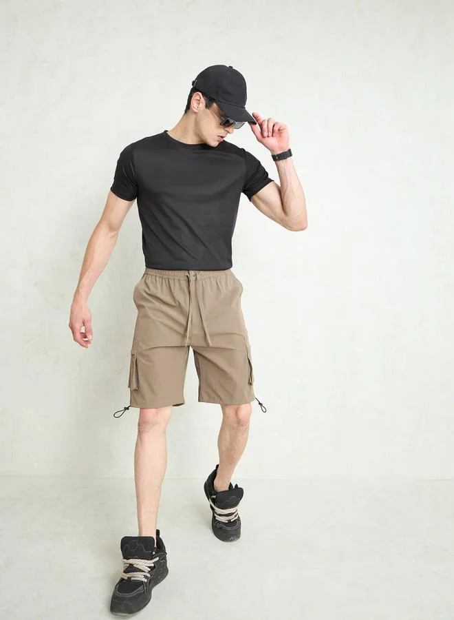 SASSAFRAS Sassafras Beige Cargo Pocket Parachute Shorts