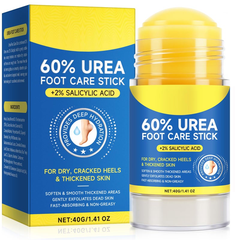 QJCWXIAOX 60% Urea with 2% Salicylic Acid Urea Foot Care Stick, Foot Cream Moisturizer for Dry Cracked Feet, Knees, Elbows, Hands,Moisturizes and Hydrates the Dry Skin,Callus Remover & Skin Softener -1.41oz - Image 1