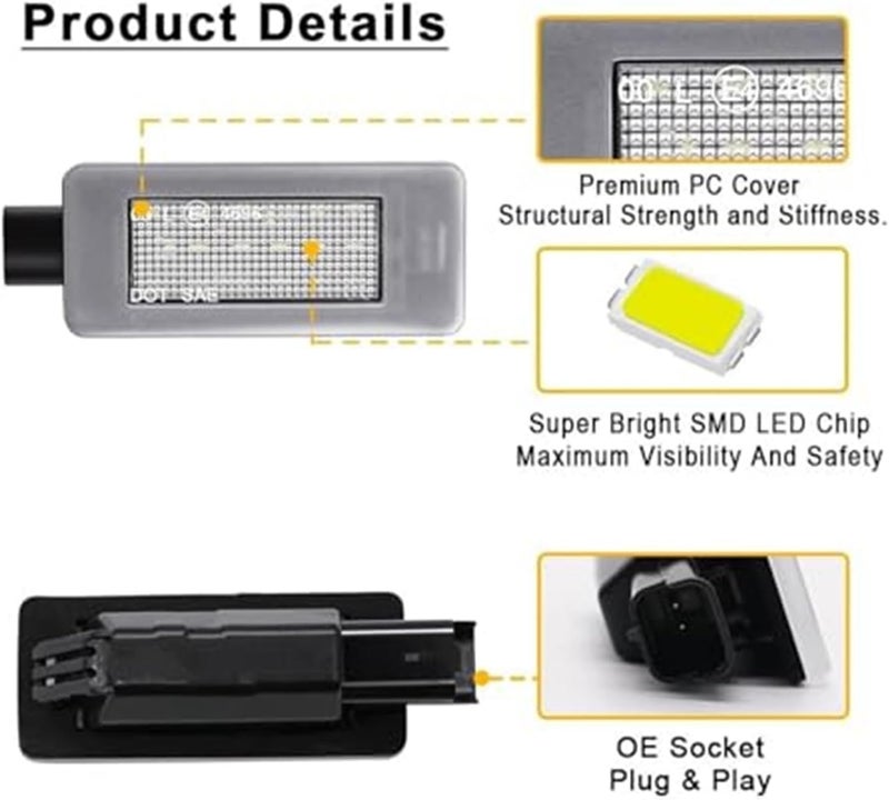 QASULER License Plate Light for Peugeot - Image 4