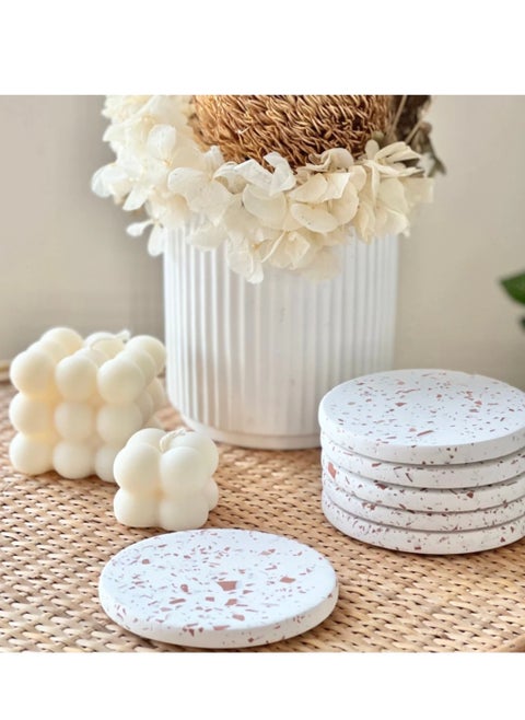 Terrazzo Coasters With Organizer / Concrete Decore / Handmade 5 pcs