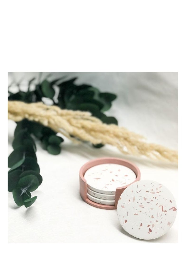 Terrazzo Coasters With Organizer / Concrete Decore / Handmade 5 pcs