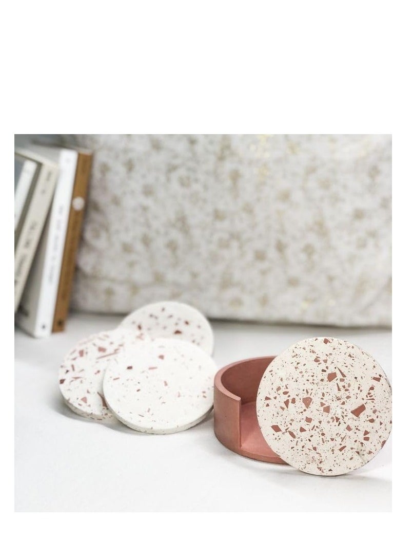 Terrazzo Coasters With Organizer / Concrete Decore / Handmade 5 pcs