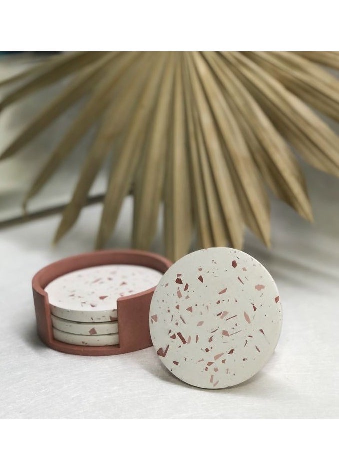 Terrazzo Coasters With Organizer / Concrete Decore / Handmade 5 pcs