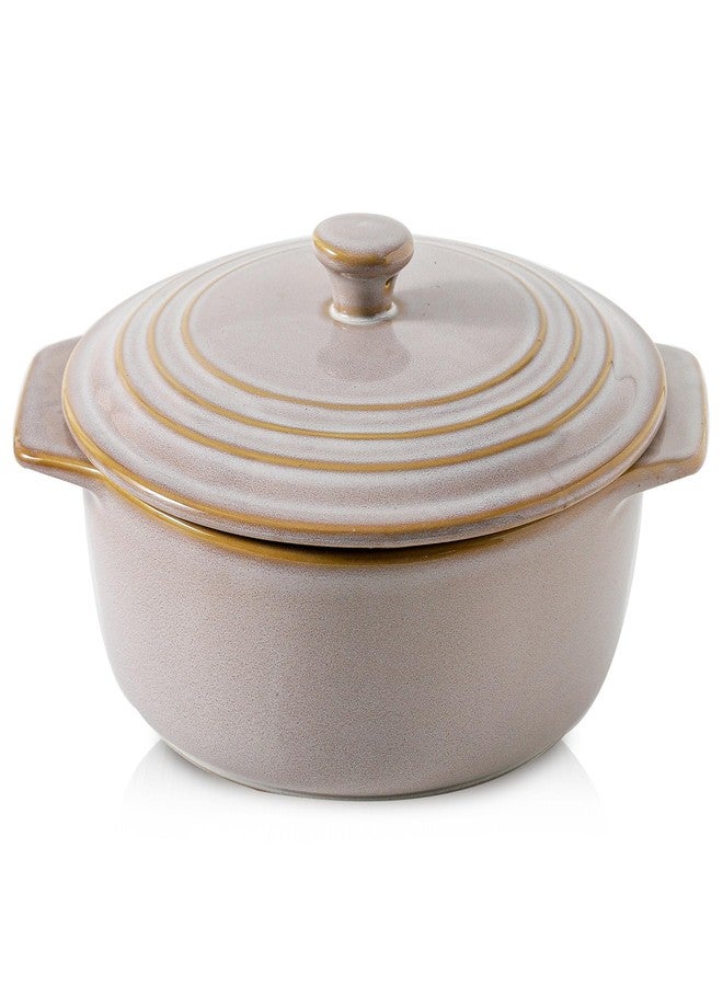HVH Ceramic Casserole Dish with Lid Oven Safe, 2 Quart Round Casseroles Dishes Set, 9 Inches Round Baking Dish with Lid Oven Safe, Deep Casserole Dishes for Oven for Dinner Party (Sand Color) - Image 1