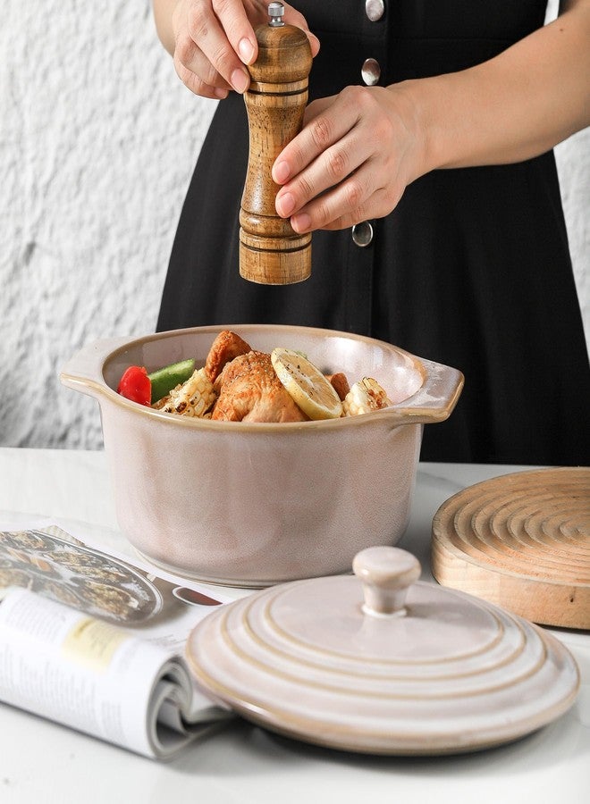 HVH Ceramic Casserole Dish with Lid Oven Safe, 2 Quart Round Casseroles Dishes Set, 9 Inches Round Baking Dish with Lid Oven Safe, Deep Casserole Dishes for Oven for Dinner Party (Sand Color) - Image 3