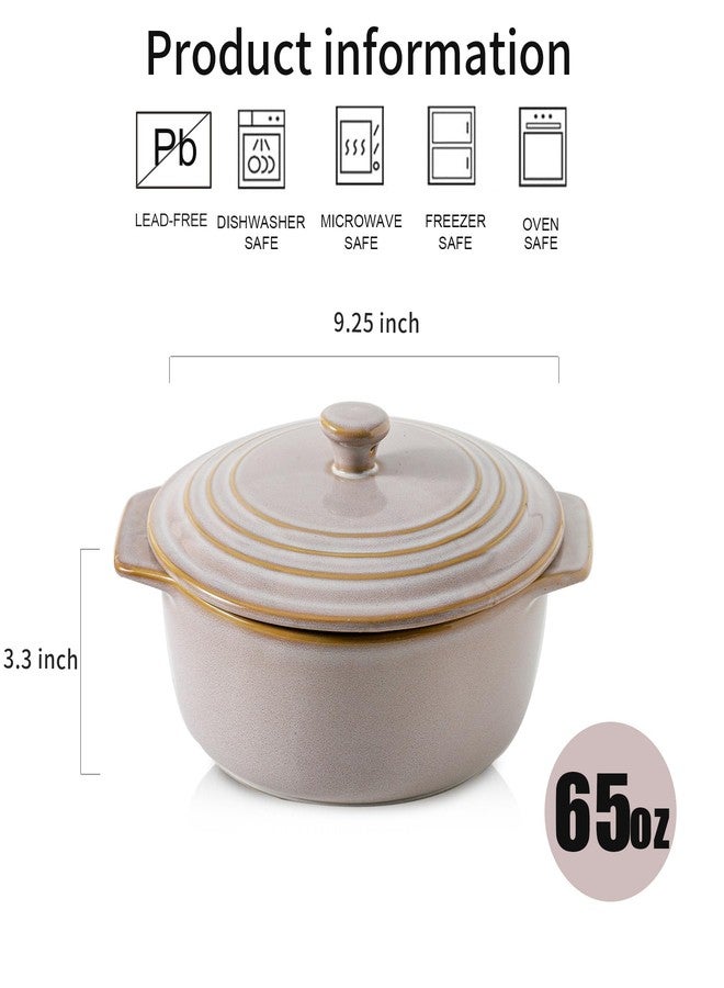 HVH Ceramic Casserole Dish with Lid Oven Safe, 2 Quart Round Casseroles Dishes Set, 9 Inches Round Baking Dish with Lid Oven Safe, Deep Casserole Dishes for Oven for Dinner Party (Sand Color) - Image 4