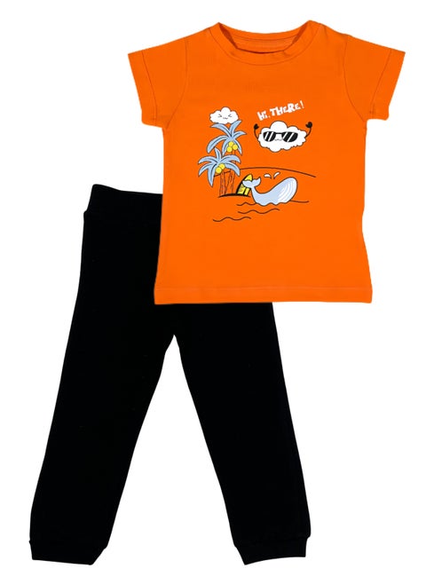 Summer Set (Orange T-shirt + Black Sweatpants)