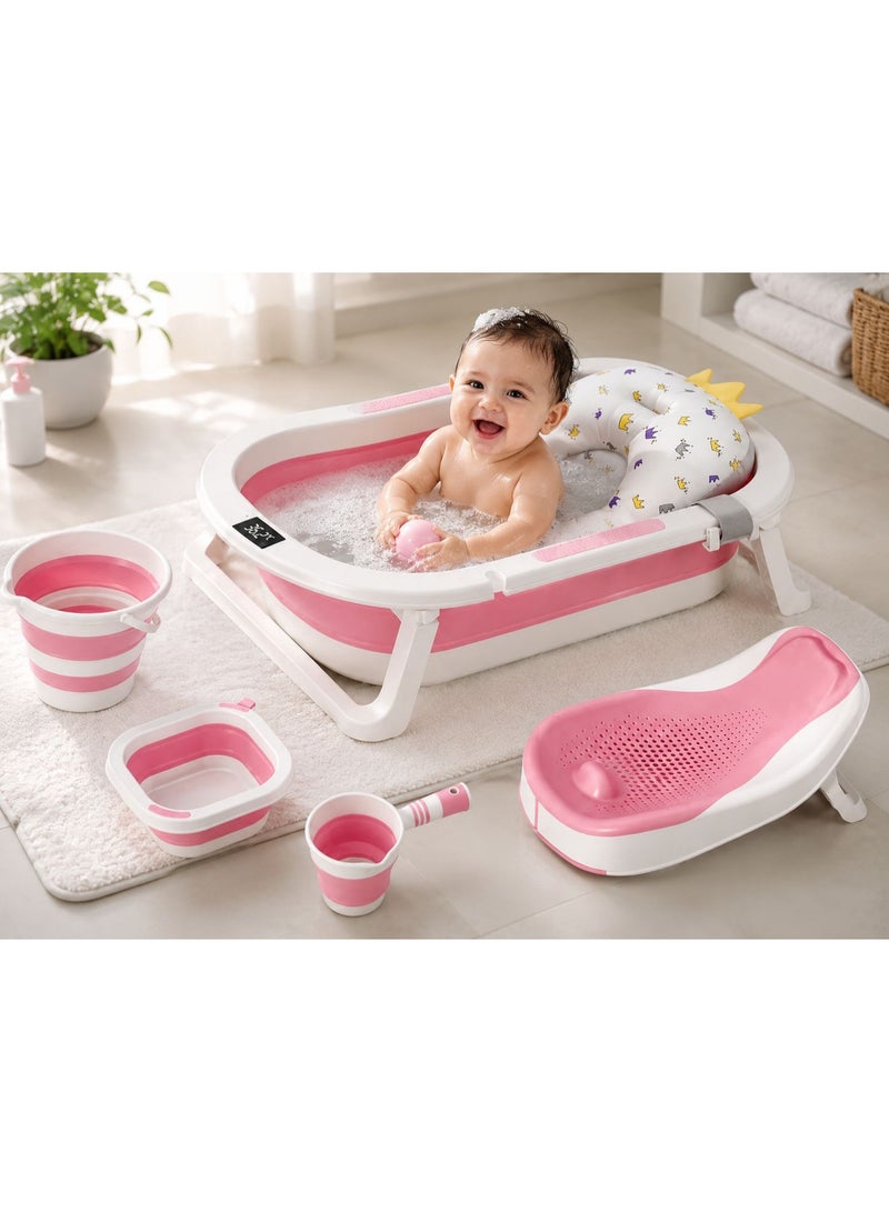 6-in-1 Foldable Baby Bathtub Set with Accessories and Smart Temperature Sensor - Image 5