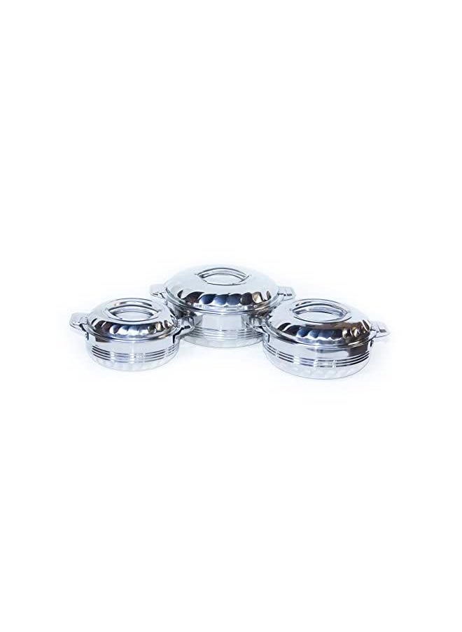 Pot 3Pcs Set Casserole/HotPot,chapati Box/chapati Container/hot case in Stainless Steel 1000ml, 1500ml, 2500ml [ FLORA LINEA]