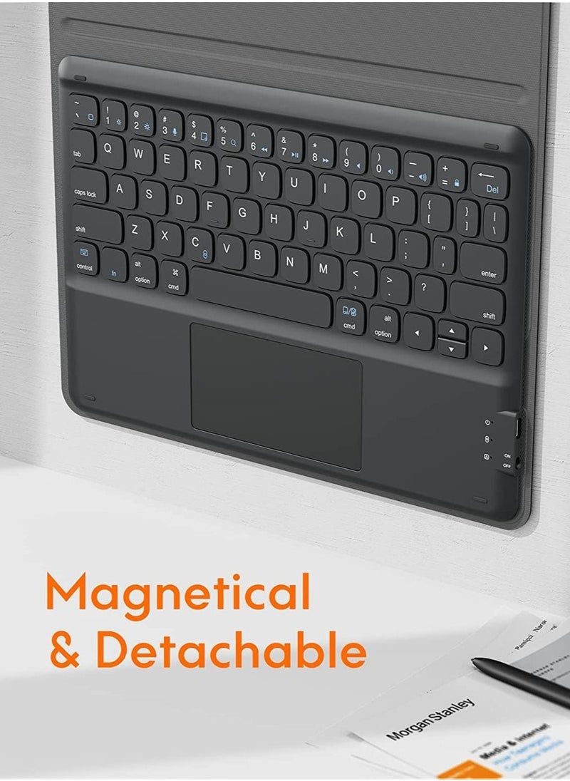 Gravity Galaxy Tab S8 Keyboard Case, Touchpad with S Pen Slot, for Samsung Galaxy Tab S8 / S7 11 inch SM-X700 / X706 / T870 / T875 / T878, Rechargeable & Detachable BT Keyboard, PU Slim Cover, Black - Image 4