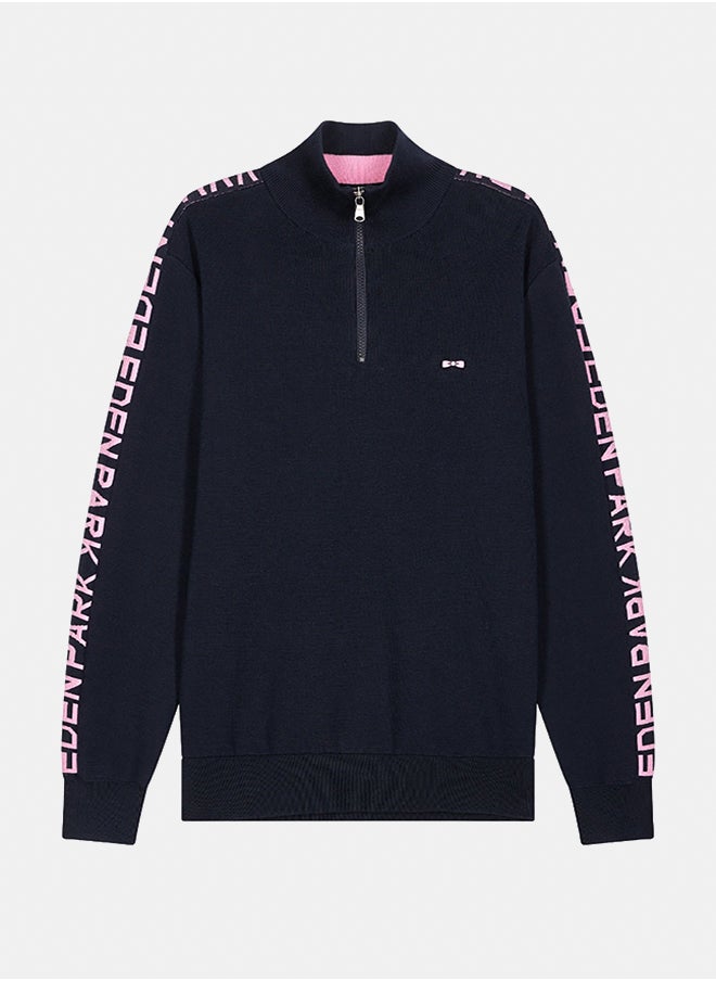 Eden Park semi-zipped jumper with jacquard details  - Image 1