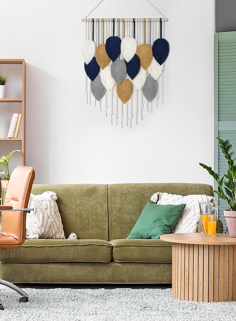 انتيكيانو ديكور حائط مكرمية، نسيج أوراق منسوجة يدوياً بأسلوب بوهو بوهيمي، فن جدار أنيق - Image 2