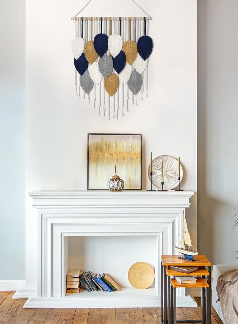 انتيكيانو ديكور حائط مكرمية، نسيج أوراق منسوجة يدوياً بأسلوب بوهو بوهيمي، فن جدار أنيق - Image 5