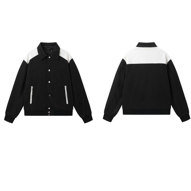 Correct Version】Am1Ri Embroidered Bone Print Pilot Casual Jacket For Men And Women, Winter Baseball Jacket - Image 1