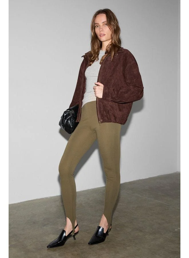GRIMELANGE RYSANNE Women's Stretch Fabric Slim Fit Pants with Elastic Detail Khaki Trousers.