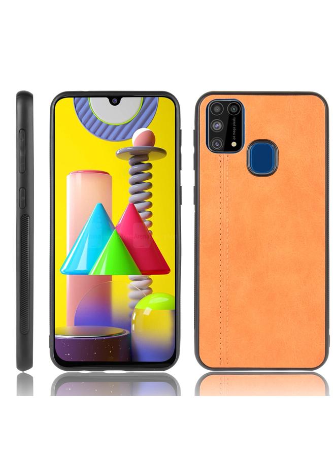 زبون جراب لهاتف Galaxy M31 مقاوم للصدمات بنمط جلد البقر المخيط من البولي كربونات + البولي يوريثان الحراري + جراب TPU - Image 1