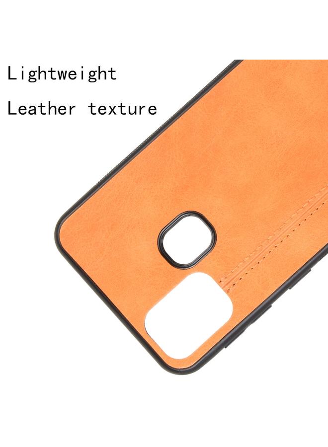 زبون جراب لهاتف Galaxy M31 مقاوم للصدمات بنمط جلد البقر المخيط من البولي كربونات + البولي يوريثان الحراري + جراب TPU - Image 4