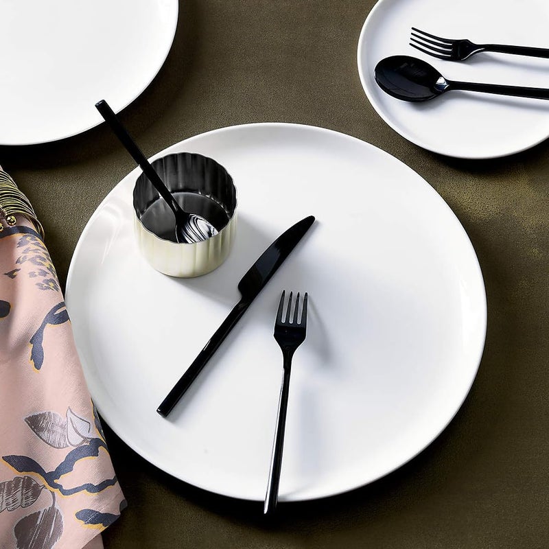 Crocera Large Dinner Plate Set of 6 PcsMoon Plain Super White Premium Luxury Collection11 inchOpalglass - Image 1
