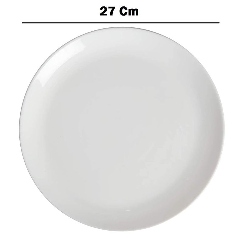 Crocera Large Dinner Plate Set of 6 PcsMoon Plain Super White Premium Luxury Collection11 inchOpalglass - Image 2