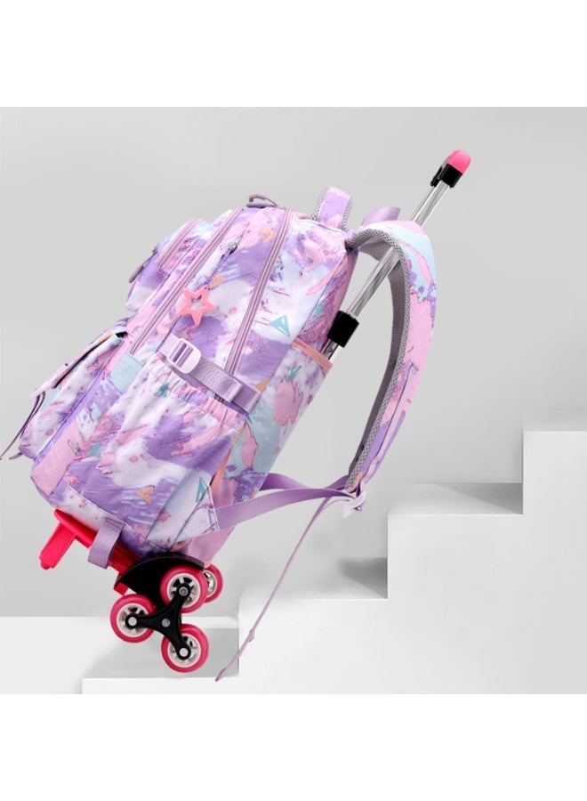 4-in-1 Kids Wheeled Backpack Set | Climbing Wheels Trolley School Bag with Detachable Rolling System | Includes Insulated Lunch Bag, Pencil Case Pouch | Durable, Lightweight for Boys & Girls (Purple) - Image 3