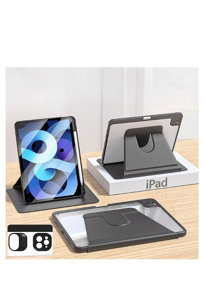 Case for iPad Pro 12.9-Inch (2022/2021/2020/2018)/ iPad air 13 inch M2 2024/iPad air 13 inch M3 2025 with Pencil Holder, 360 Degree Rotation Protective Standing Cover Clear Back, Auto Wake/Sleep - Image 1