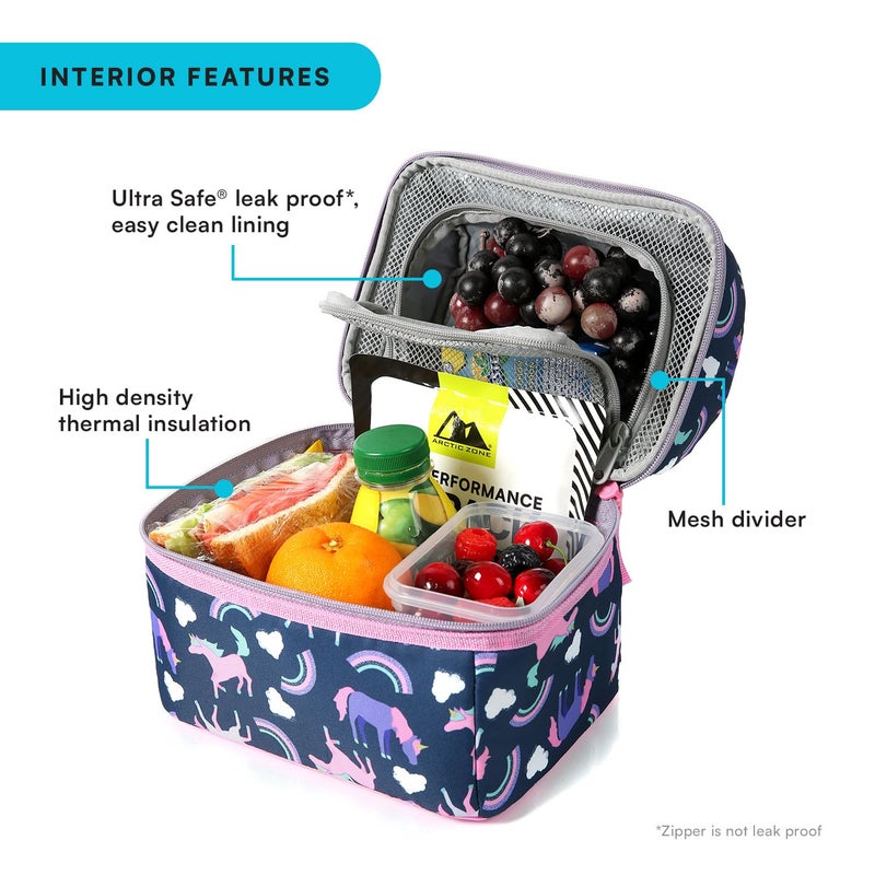 Arctic Zone Kids Lunch Bucket Combo with 210g Ice Pack and Sandwich Container, Unicorn Princess - Image 2