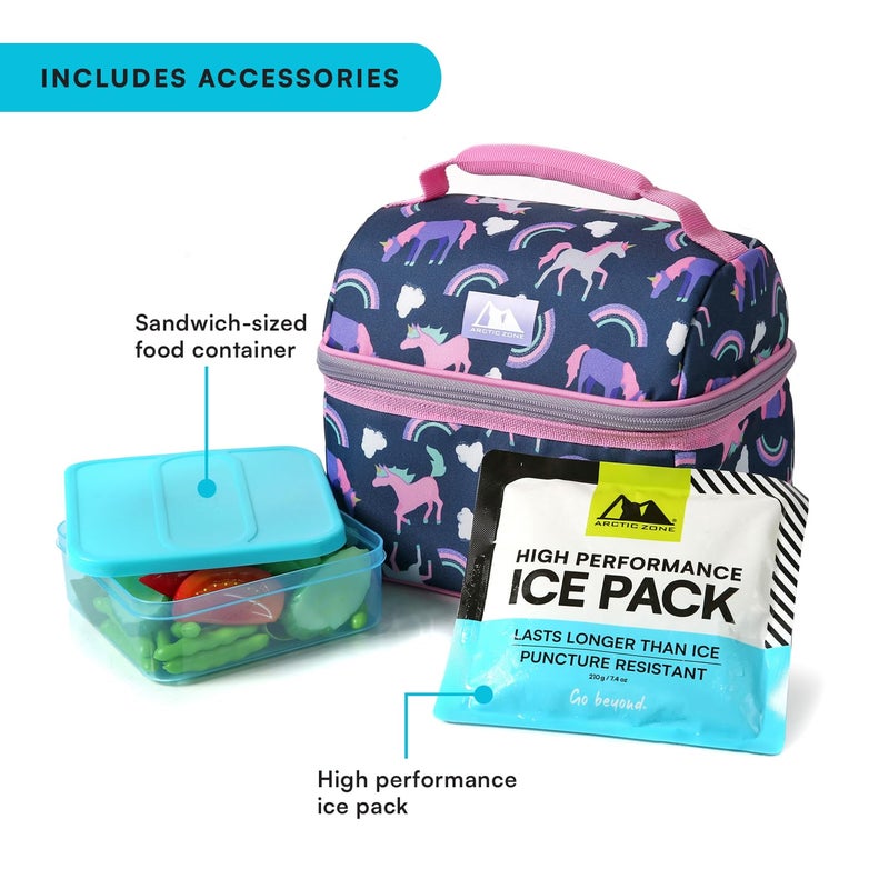 Arctic Zone Kids Lunch Bucket Combo with 210g Ice Pack and Sandwich Container, Unicorn Princess - Image 3