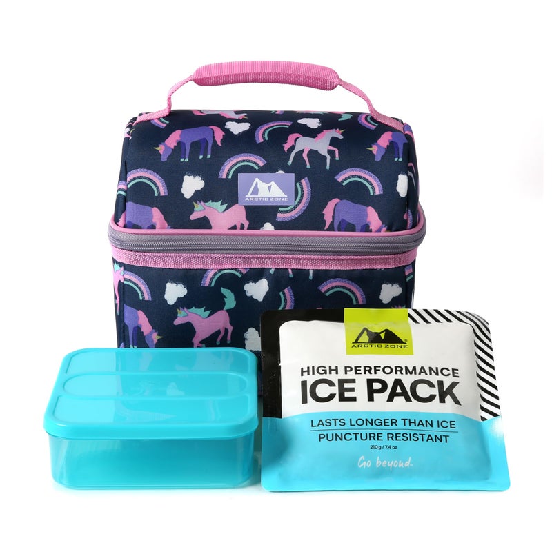Arctic Zone Kids Lunch Bucket Combo with 210g Ice Pack and Sandwich Container, Unicorn Princess - Image 1