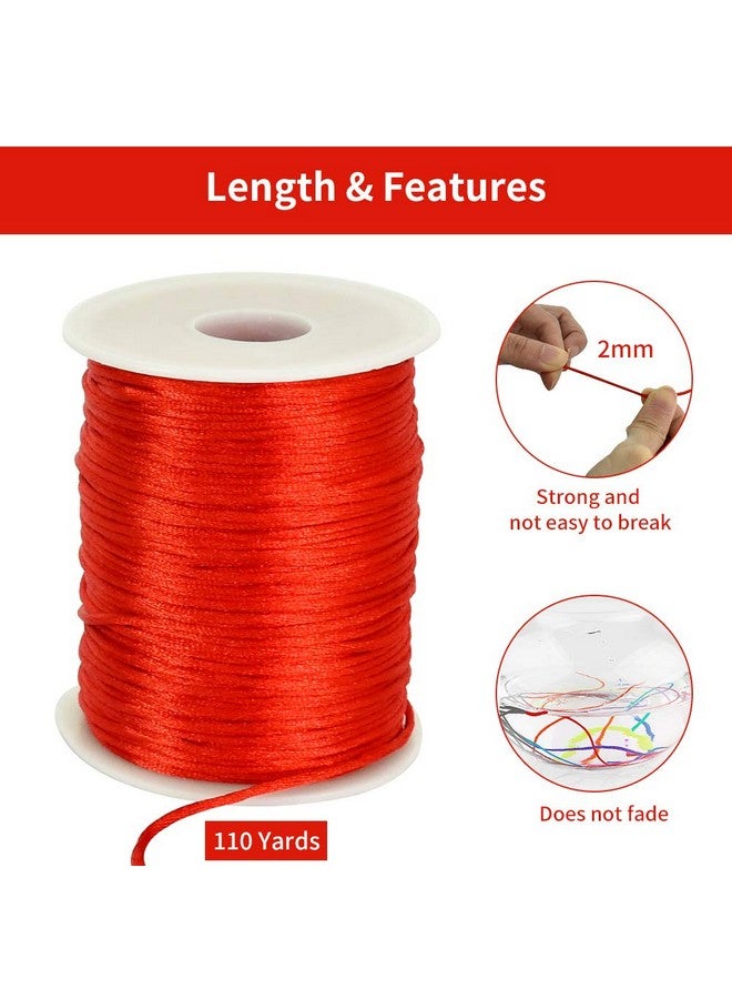 TONIFUL 2Mm X 110 Yards Red Nylon Cord Satin String For Bracelet Jewelry Making Rattail Macrame Waxed Trim Cord Necklace Bulk Beading Thread Kumihimo Chinese Knot Craft - Image 2