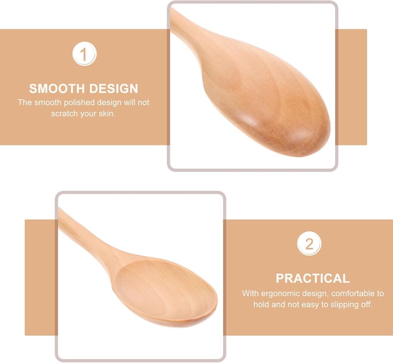 6pcs Long Handle Wooden Soup Spoons and Adults, Multipurpose Wood Rice Spoons with Ergonomic Handle for Home, Restaurant, and Dining Use - Image 3