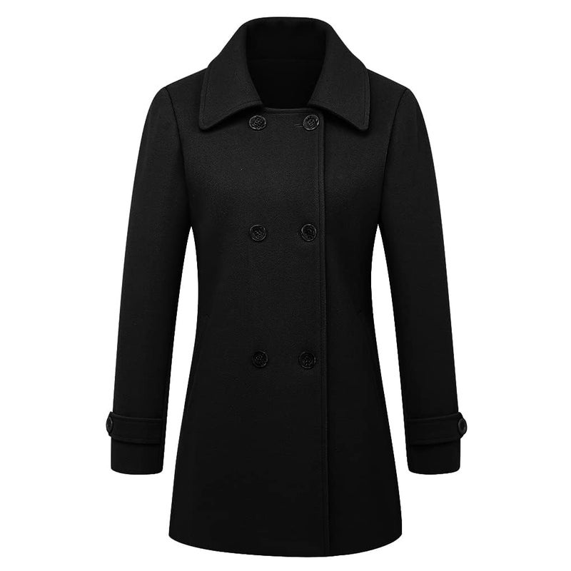 IDEALSANXUN Wool Coat for Womens Fall Fashion Outfits Winter Clothes 2025 Double Breasted Trench Coat Peacoat Blazer Jackets, Black, XL - Image 3