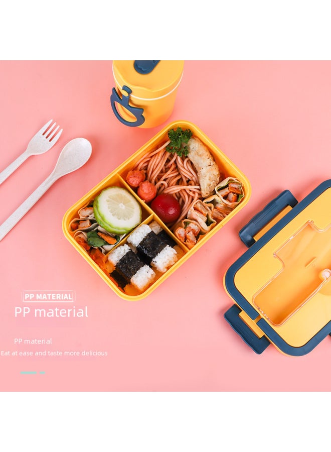 Daily Use Lunch Box/freshness Preservation Box Rice Box/freshness Preservation Box Rice-Specifications:Vitality Yellow-Color:Handle 1L (Wheat Spoon, Chopsticks)  - Image 4