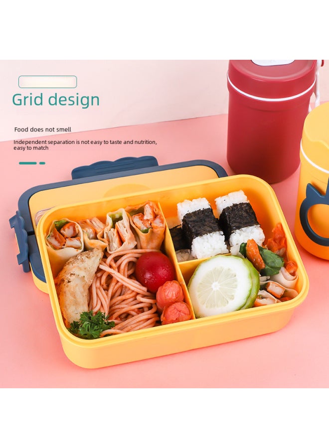 Daily Use Lunch Box/freshness Preservation Box Rice Box/freshness Preservation Box Rice-Specifications:Vitality Yellow-Color:Handle 1L (Wheat Spoon, Chopsticks)  - Image 5