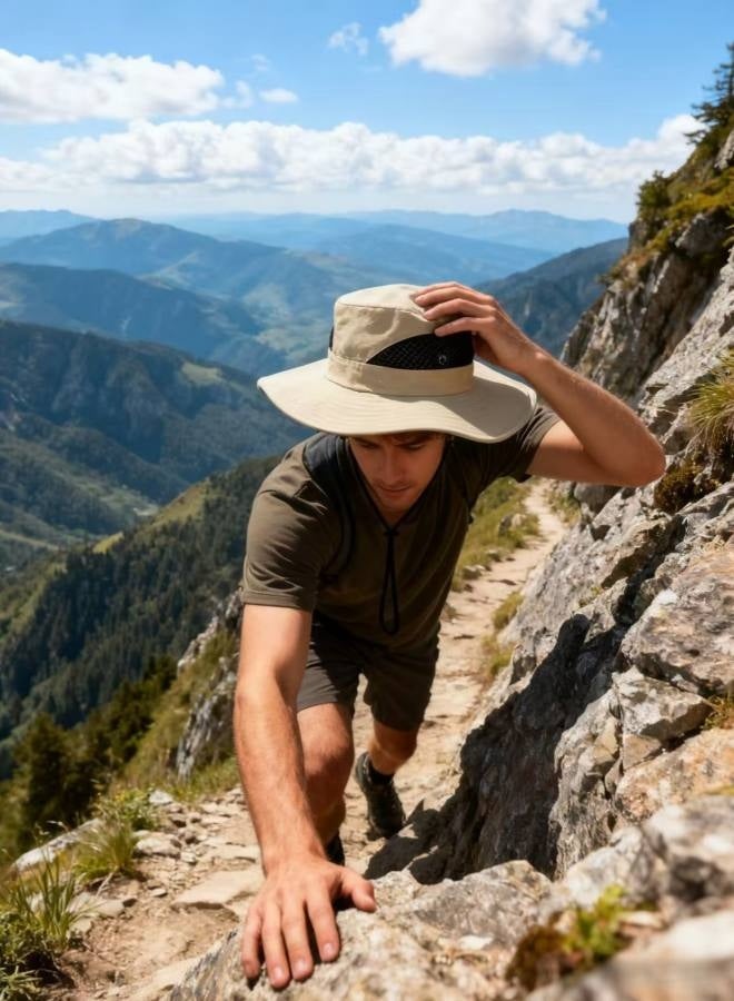 Fishing Hat Safari Cap Breathable Wide Brim Boonie Hat Bucket Hats with UV Protection Sun Protection For Fishing Hiking Garden Beach Men and Women - Image 2