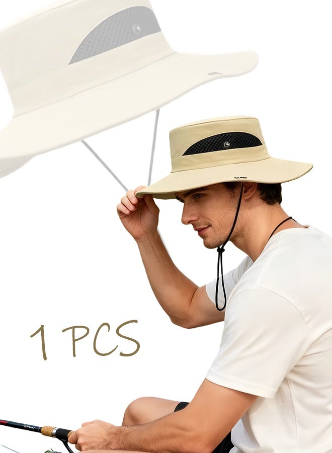 Fishing Hat Safari Cap Breathable Wide Brim Boonie Hat Bucket Hats with UV Protection Sun Protection For Fishing Hiking Garden Beach Men and Women - Image 1