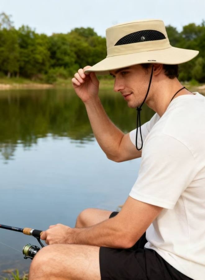 Fishing Hat Safari Cap Breathable Wide Brim Boonie Hat Bucket Hats with UV Protection Sun Protection For Fishing Hiking Garden Beach Men and Women - Image 3