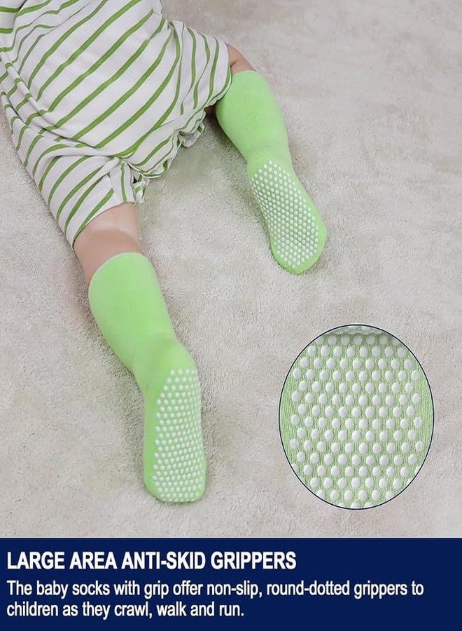 Yanwenx Baby Boys Girls Grips Socks Infant Toddlers Kids Non Slip Warm Thick Cotton Ankle Crew Socks with Grippers Pack Of 4_3-4 Years - Image 2