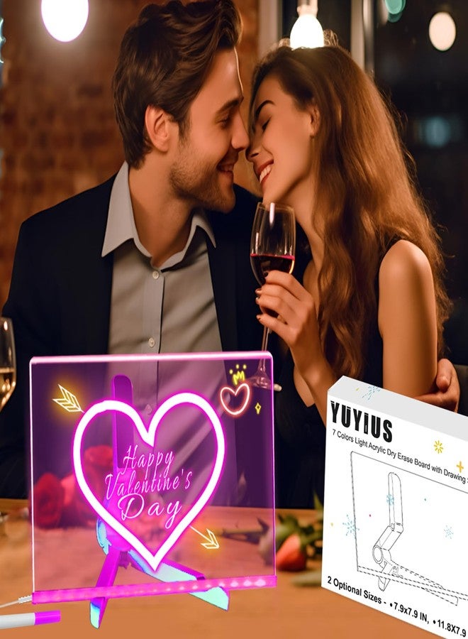 YUYIUS Lumiboard LED Drawing Board, Light Up Acrylic Dry Erase Board with 7 Colors, LED Note Board with Colors, LED Message Writing Board, Adjustable Stand & Drawing Stencils Set Included - Image 4