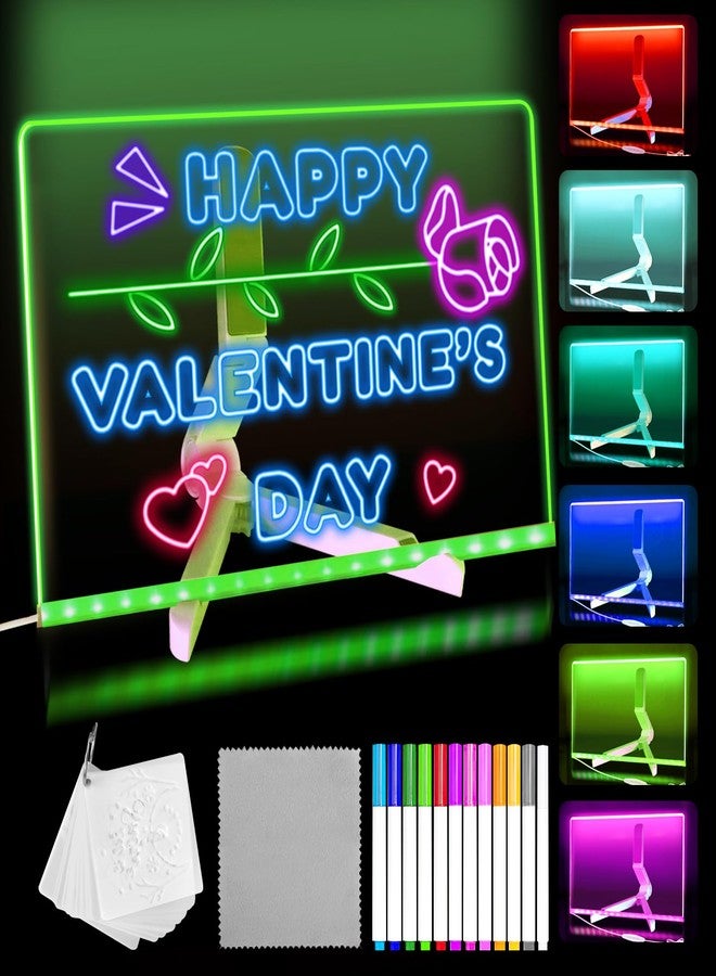 YUYIUS Lumiboard LED Drawing Board, Light Up Acrylic Dry Erase Board with 7 Colors, LED Note Board with Colors, LED Message Writing Board, Adjustable Stand & Drawing Stencils Set Included - Image 1