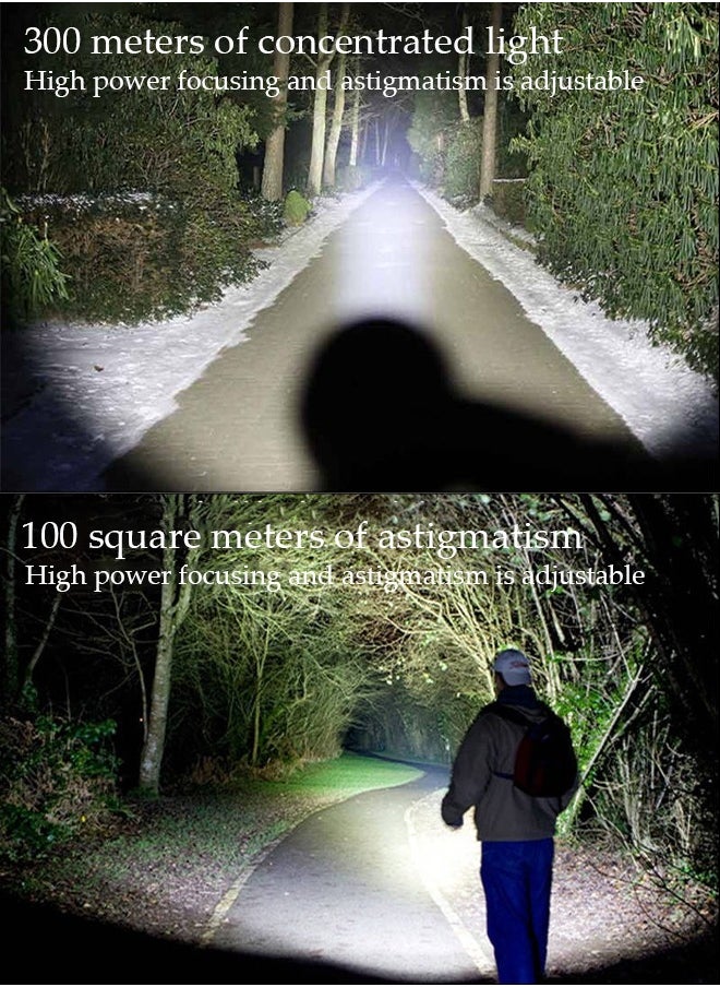 DUNISO - MINI LED Rechargeable Torch Powerful Flashlight Stretchable with Super Bright Handlight for Camping Hiking Trekking Outdoor Black - Image 1
