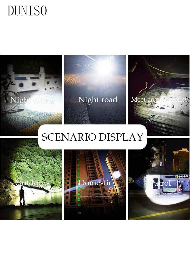 DUNISO - MINI LED Rechargeable Torch Powerful Flashlight Stretchable with Super Bright Handlight for Camping Hiking Trekking Outdoor Black - Image 1