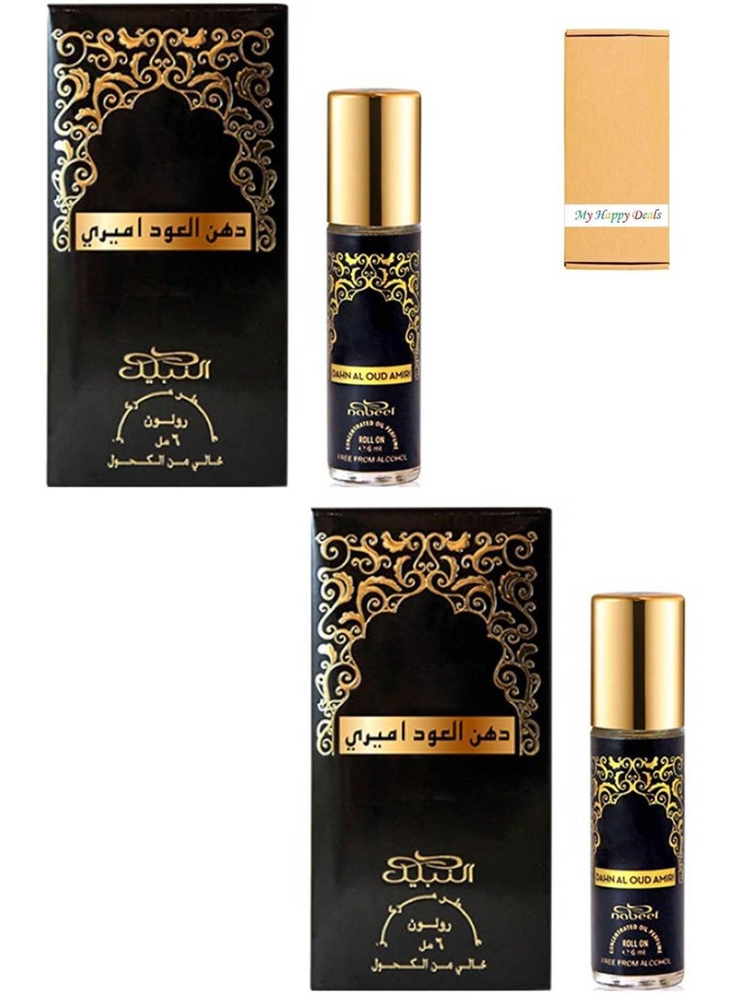 Nabeel 2 Pcs Nabeel Dahn Al Oud Amiri Alcohol Free Roll On Oil Perfume 6ML - Image 1
