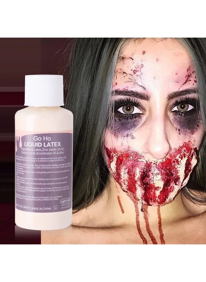 Go Ho Liquid Latex SFX Makeup(1 oz),Halloween Monster Zombie Makeup,Quick Drying Multi-Purpose Liquid Face Paint for Scar Wound Peeling Skin Wrinkles Stipples Burns Blisters,Light Flesh - Image 2