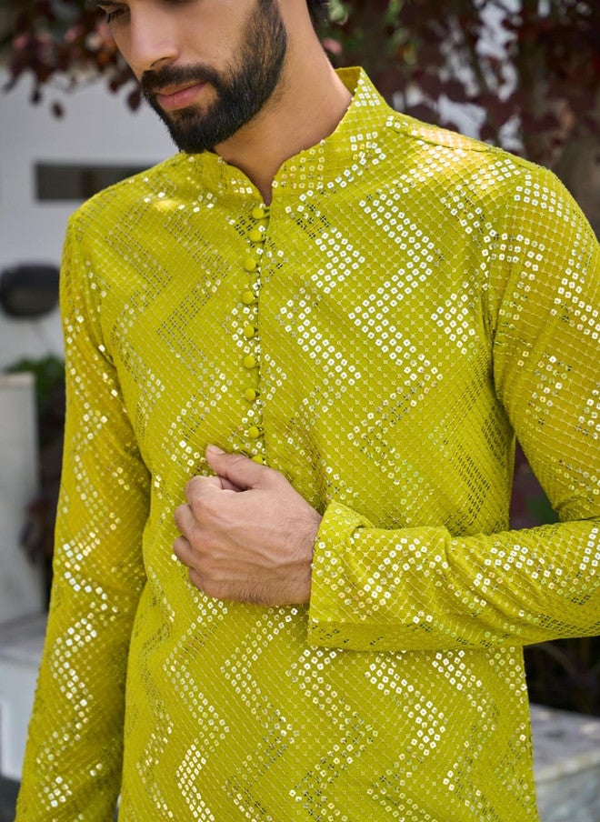 see designs Ethnic Motifs Embroidered Kurta with Patiala for Men - Image 2