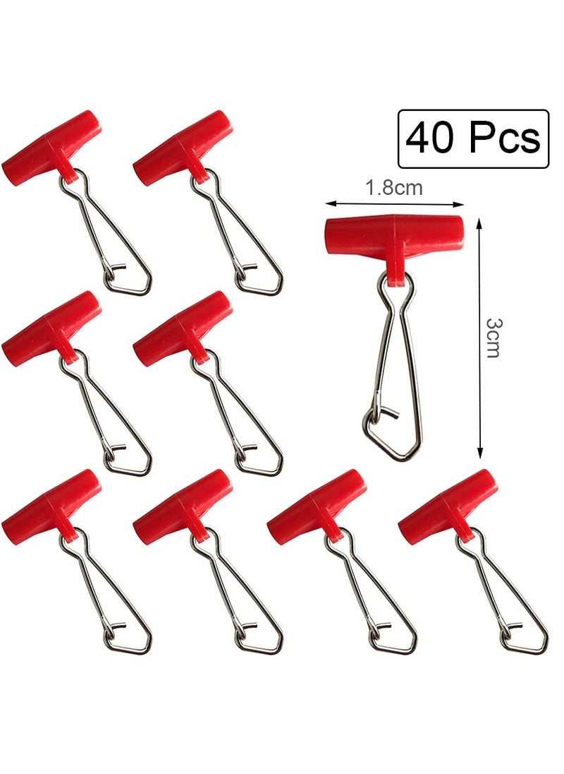 Generic - 40 Pcs T Shape Fishing Line Sinkers with Duo Lock Snaps for Sea Fishing Red Clips - Image 1